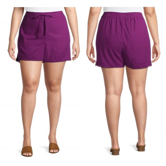 NWT Terra & Sky Women's Plus Ruffle Edge Shorts Size 0X - Picture 1 of 7